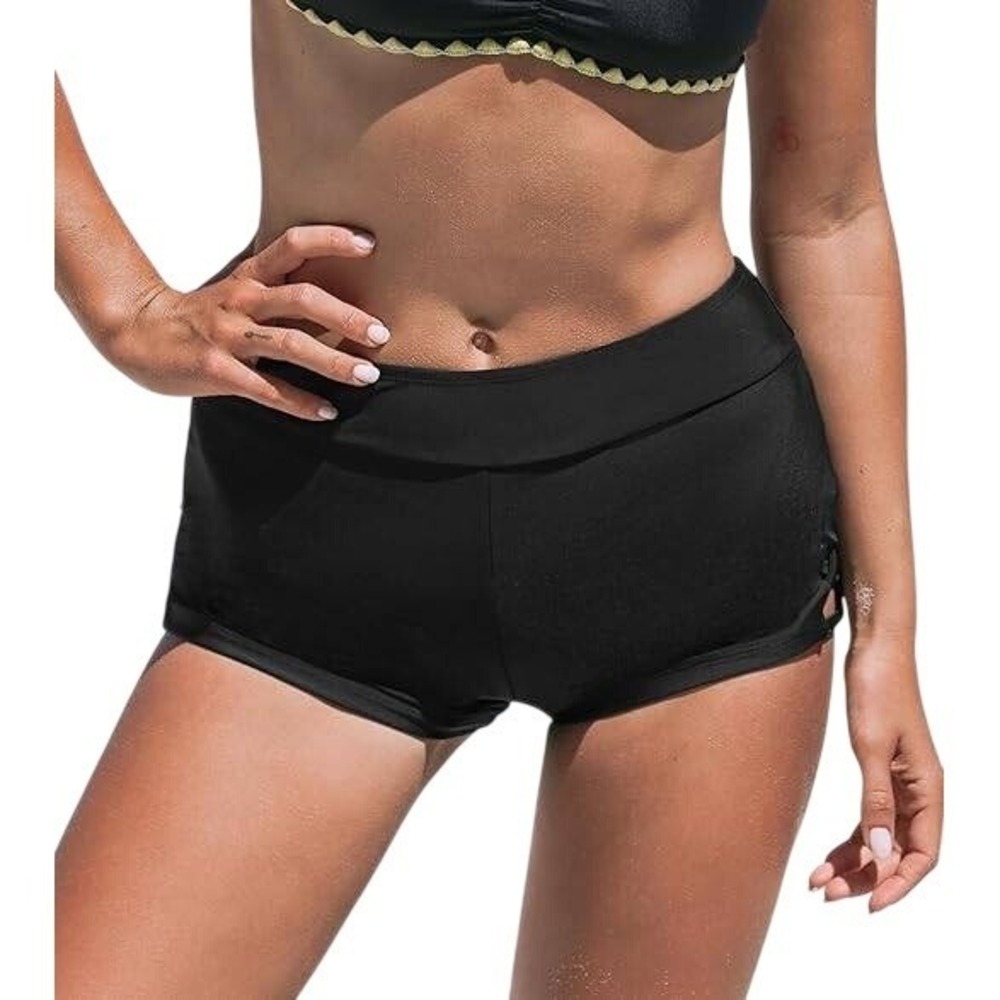 Cupshe Black Lace Up Side‎ Swim Shorts Women's Size M